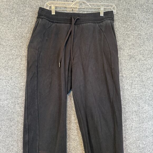 Lululemon Pants Womens Small Black Sweatpants Fleece Stretch Joggers Crop Flaw - Picture 4 of 12